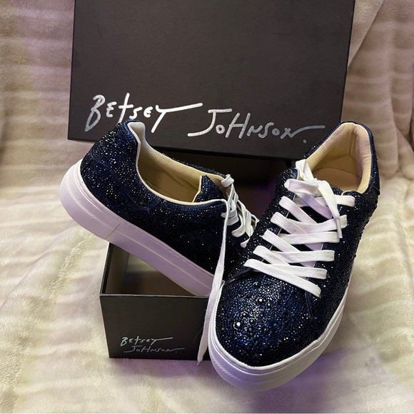 Betsey Johnson Shoes - Betsey Johnson: Sidney Navy Rhinestone Crystal Sneaker Shoes. Women’s Size 9.